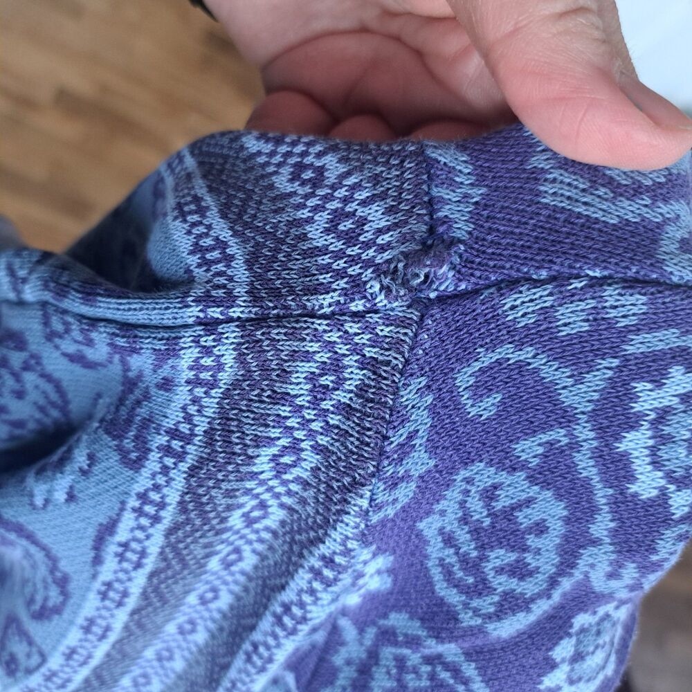 Ll Bean Womens XL Long Sleeve Sweater Top Blue Purple Floral Paisley Shirt - Picture 10 of 10
